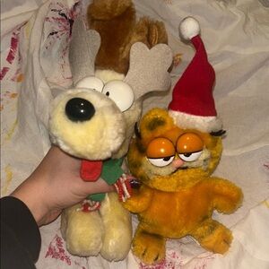 80’s Garfield and Odie Plush Toys Vintage Christmas holiday plush